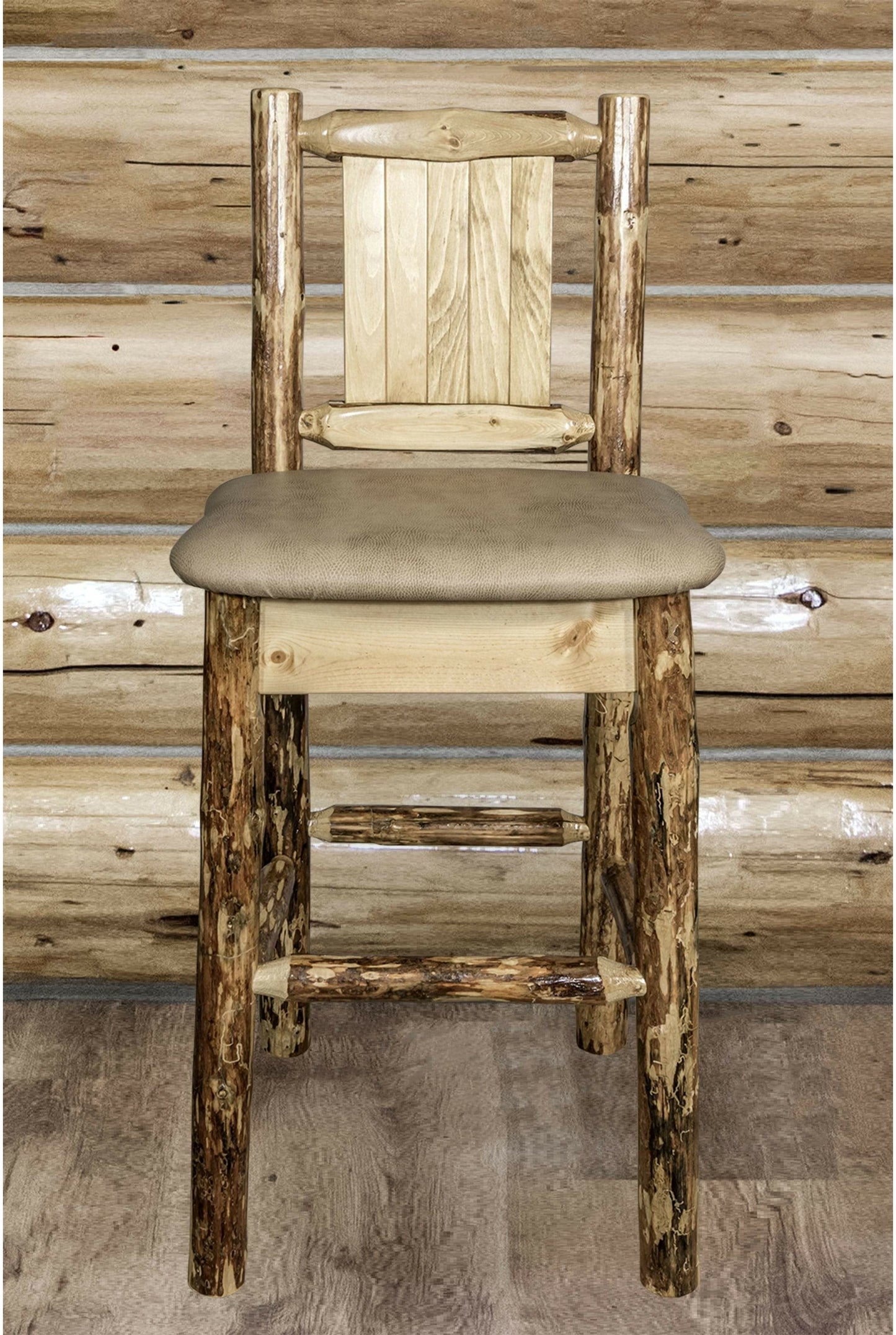Montana Woodworks Glacier Country Kollektion Counter Height Barstool Buckskin Polsterung mit Lasergravur Design