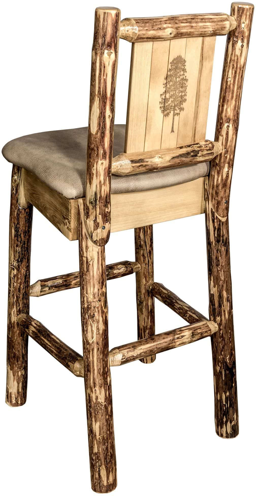Montana Woodworks Glacier Country Kollektion Counter Height Barstool Buckskin Polsterung mit Lasergravur Design