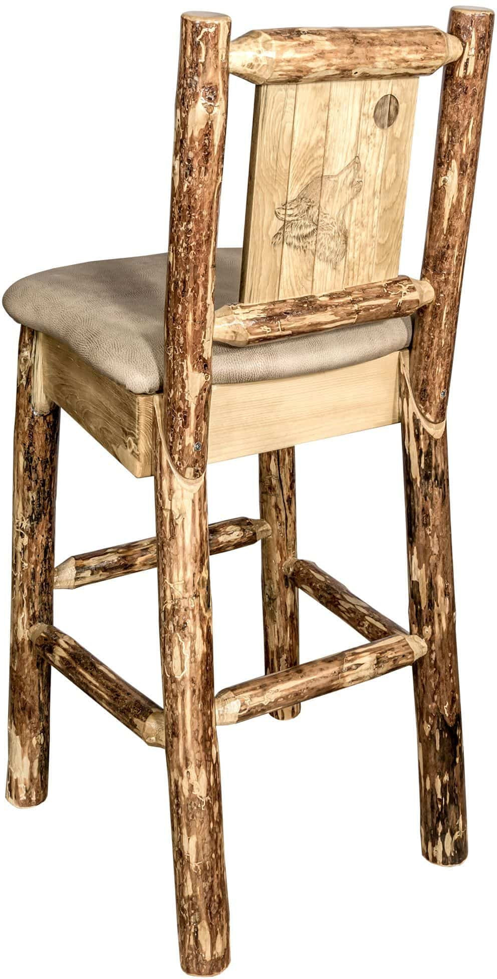 Montana Woodworks Glacier Country Kollektion Counter Height Barstool Buckskin Polsterung mit Lasergravur Design