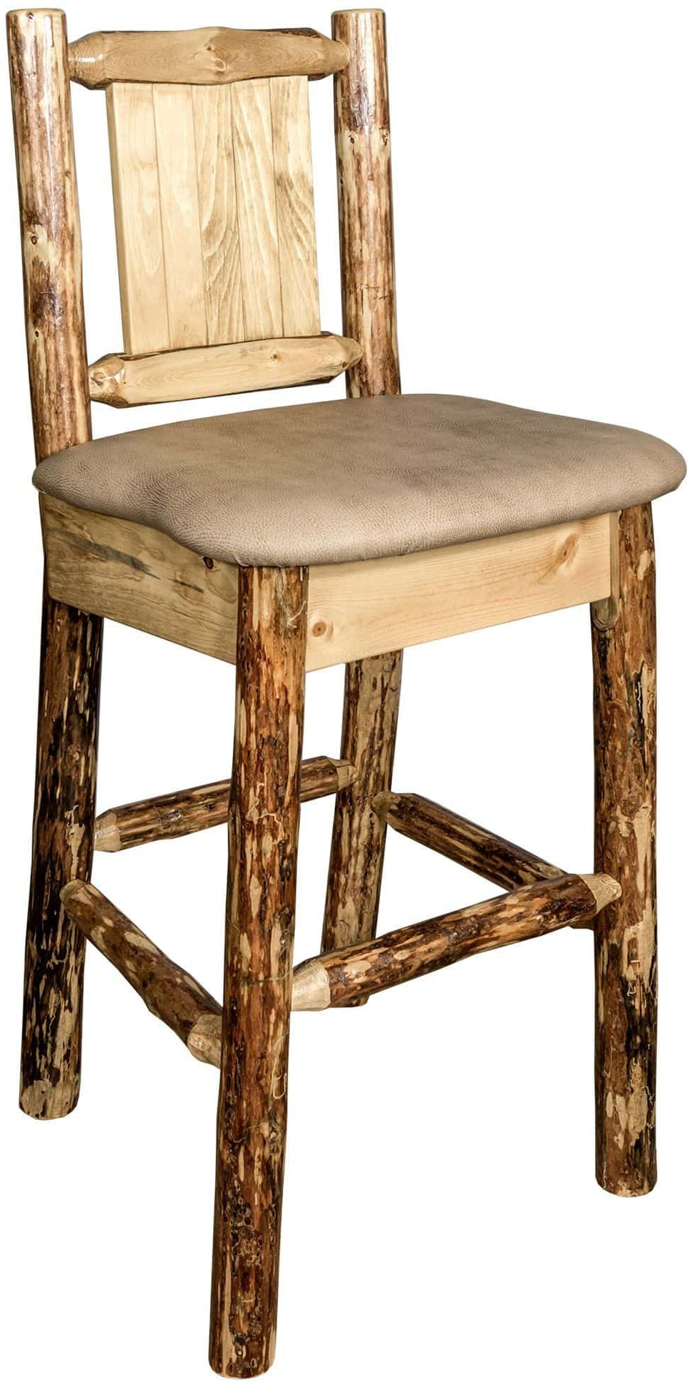 Montana Woodworks Glacier Country Kollektion Counter Height Barstool Buckskin Polsterung mit Lasergravur Design