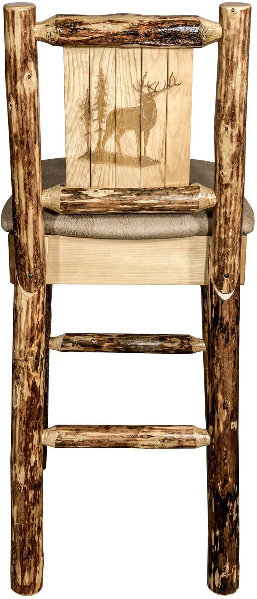 Montana Woodworks Glacier Country Kollektion Counter Height Barstool Buckskin Polsterung mit Lasergravur Design