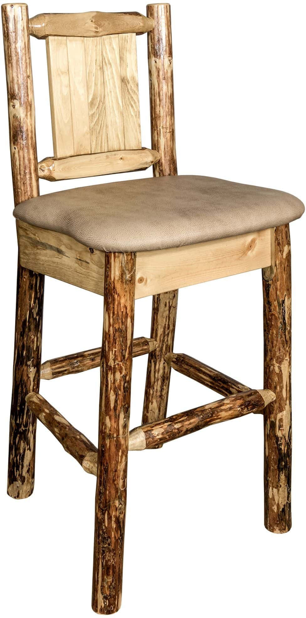 Montana Woodworks Glacier Country Kollektion Counter Height Barstool Buckskin Polsterung mit Lasergravur Design