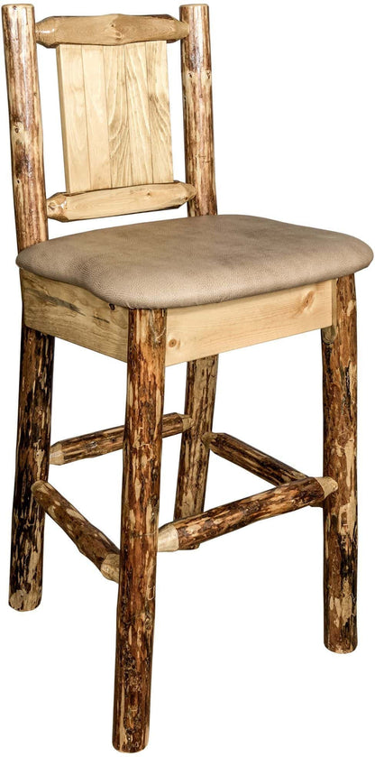 Montana Woodworks Glacier Country Kollektion Counter Height Barstool Buckskin Polsterung mit Lasergravur Design