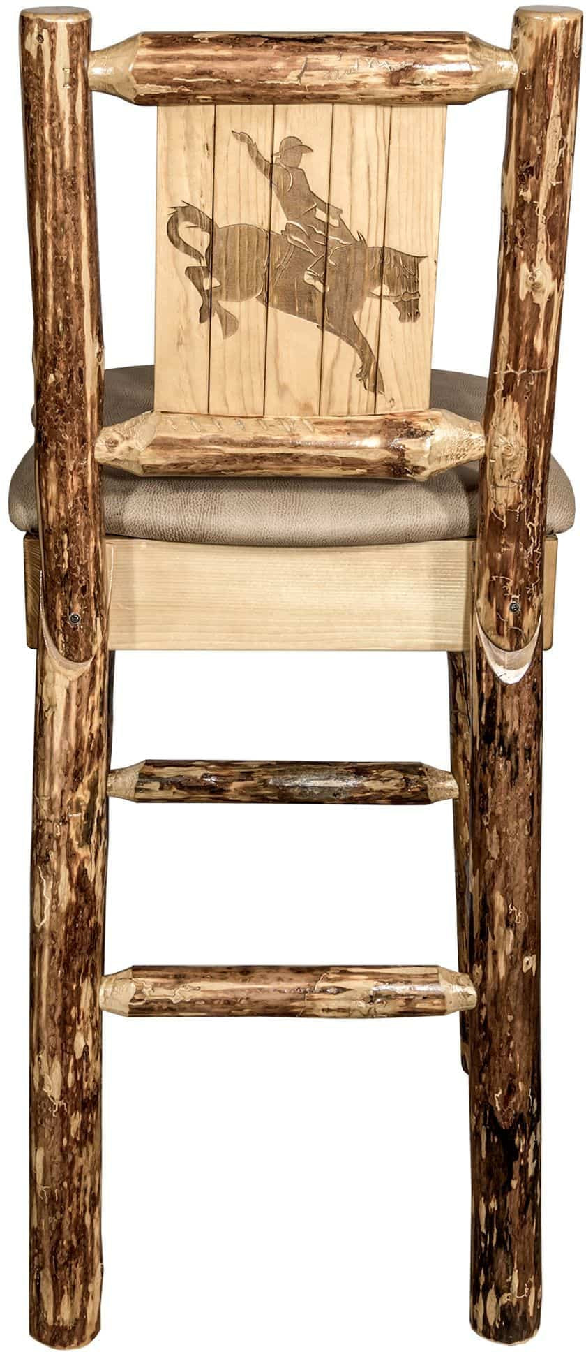 Montana Woodworks Glacier Country Kollektion Counter Height Barstool Buckskin Polsterung mit Lasergravur Design