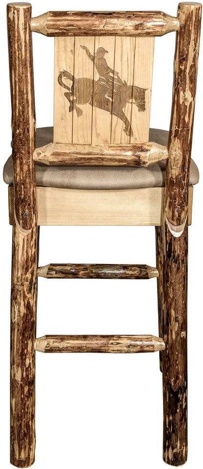 Montana Woodworks Glacier Country Kollektion Counter Height Barstool Buckskin Polsterung mit Lasergravur Design