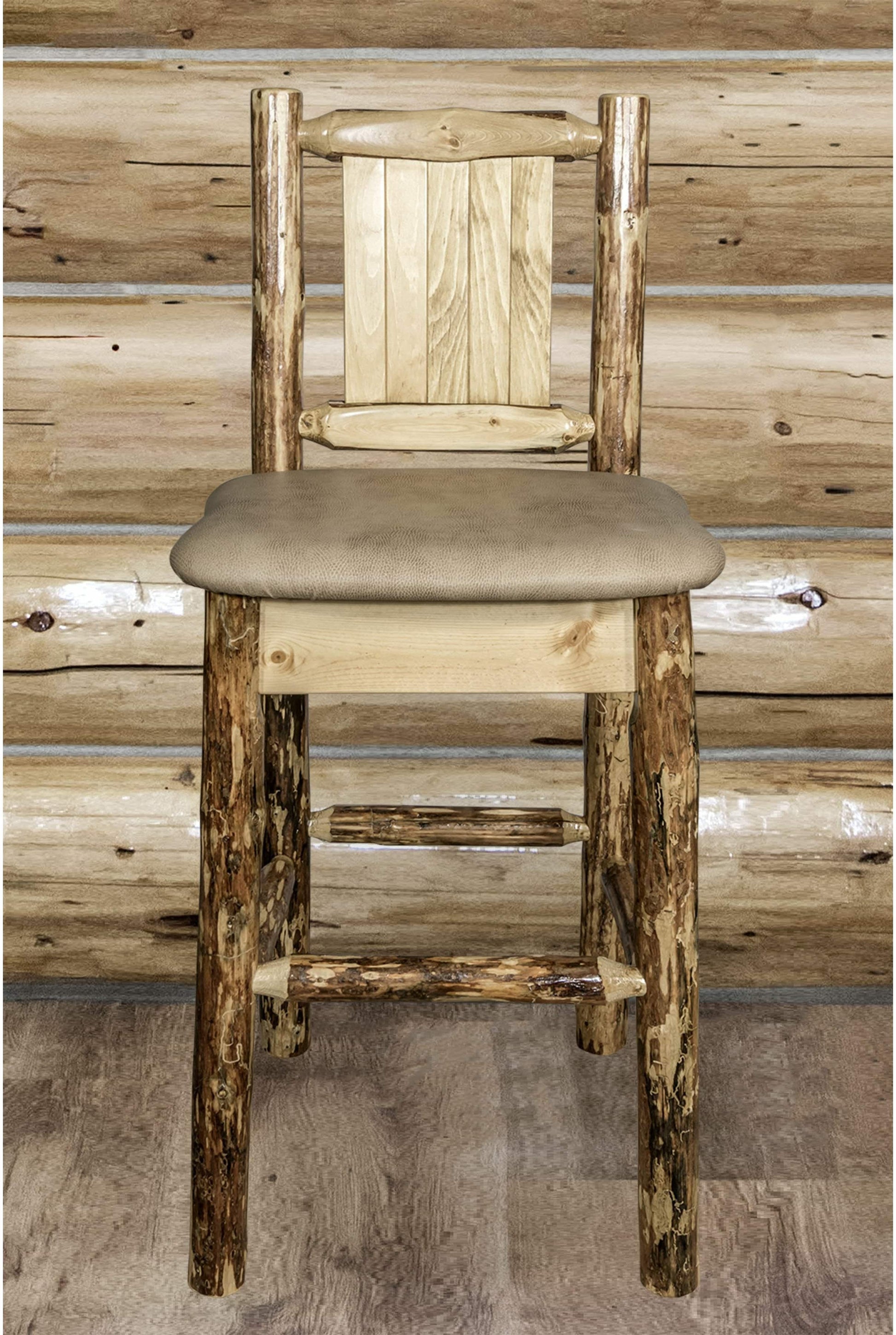 Montana Woodworks Glacier Country Kollektion Counter Height Barstool Buckskin Polsterung mit Lasergravur Design