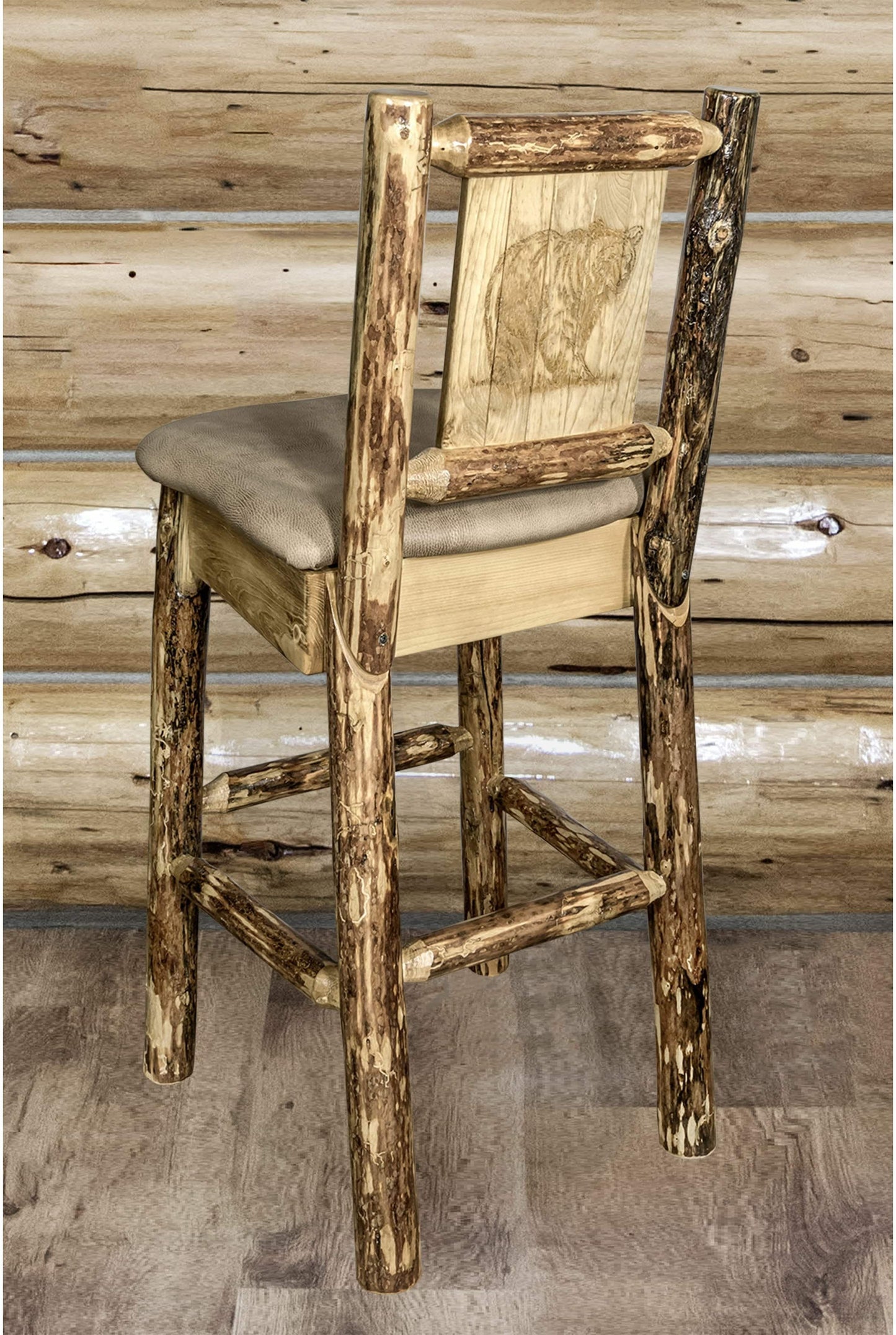 Montana Woodworks Glacier Country Kollektion Counter Height Barstool Buckskin Polsterung mit Lasergravur Design