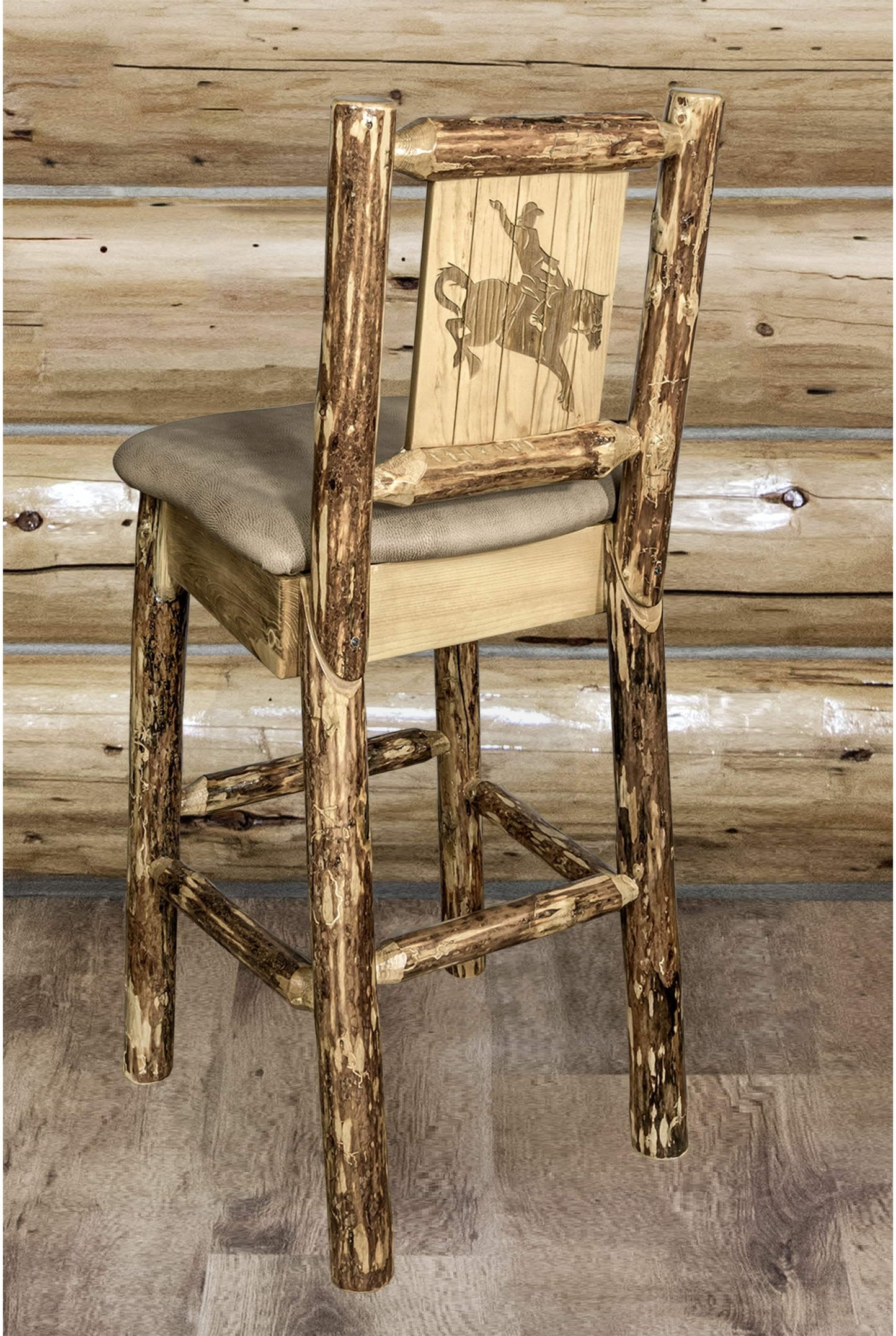 Montana Woodworks Glacier Country Kollektion Counter Height Barstool Buckskin Polsterung mit Lasergravur Design