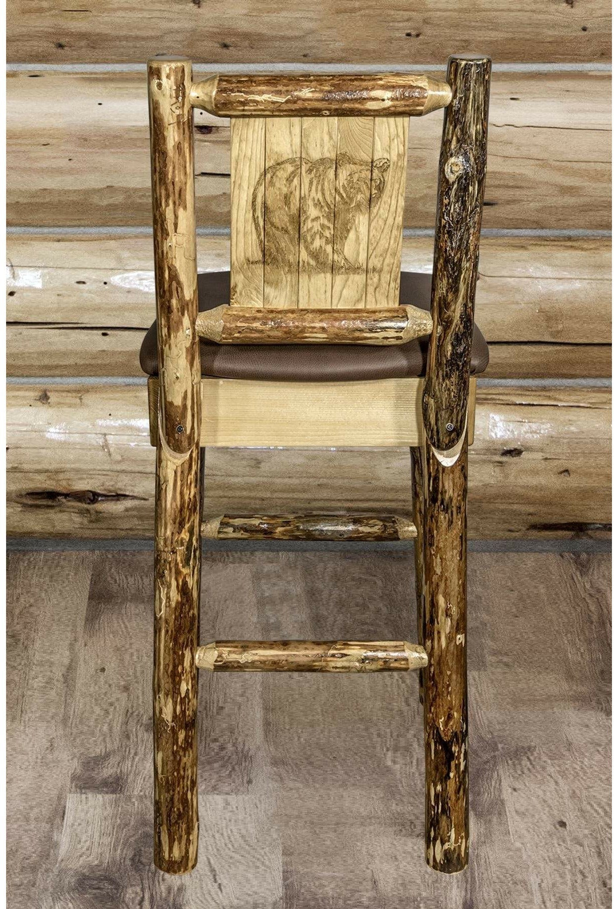 Montana Woodworks Glacier Country Kollektion Counter Height Barstool Sattelpolsterung mit Lasergravur Design