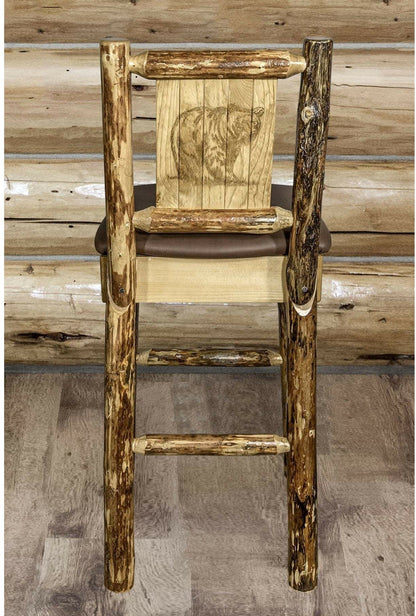 Montana Woodworks Glacier Country Kollektion Counter Height Barstool Sattelpolsterung mit Lasergravur Design