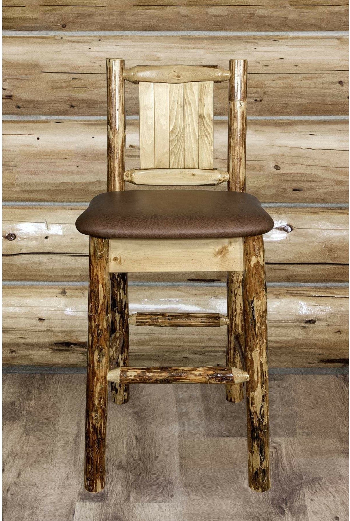 Montana Woodworks Glacier Country Kollektion Counter Height Barstool Sattelpolsterung mit Lasergravur Design
