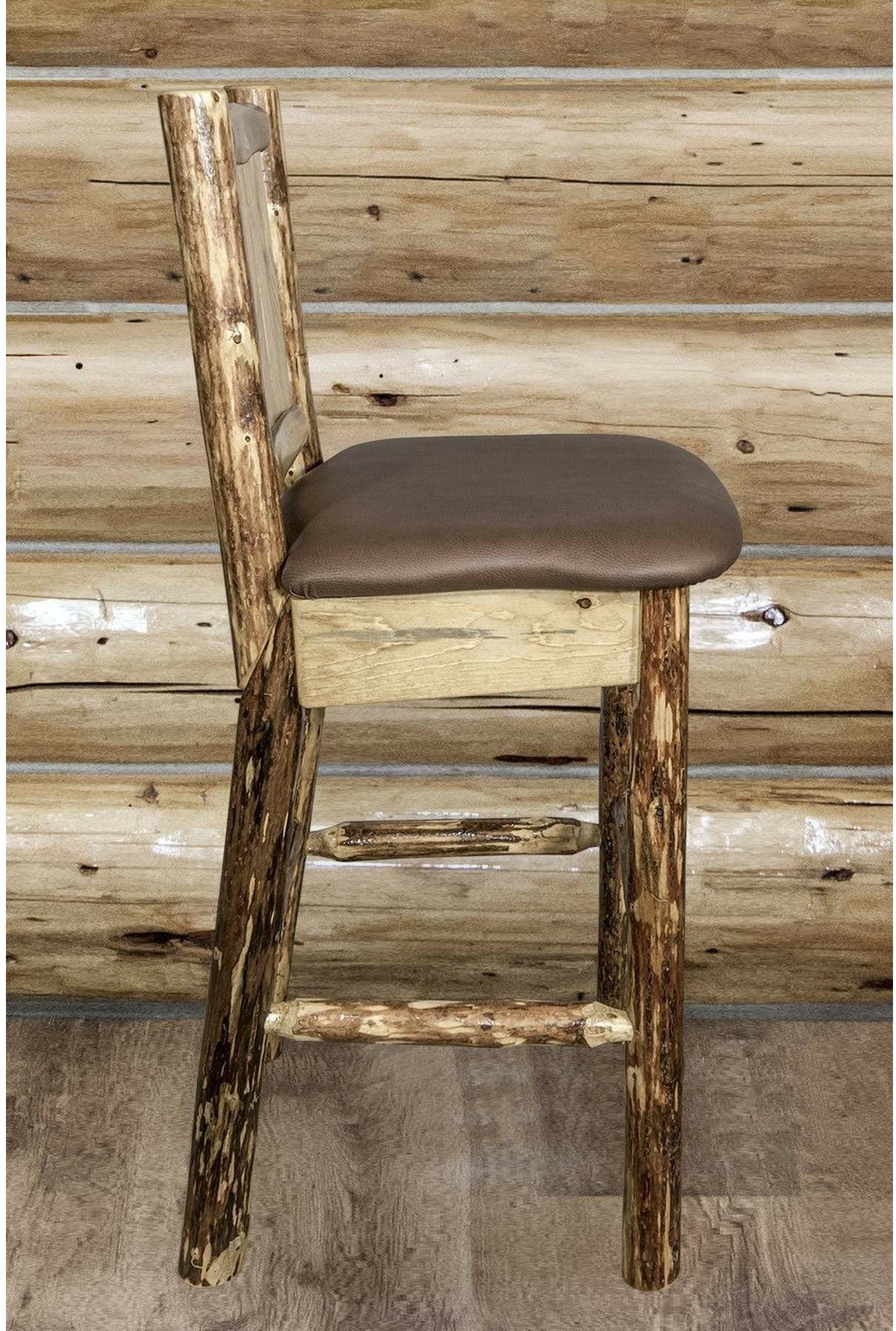 Montana Woodworks Glacier Country Kollektion Counter Height Barstool Sattelpolsterung mit Lasergravur Design