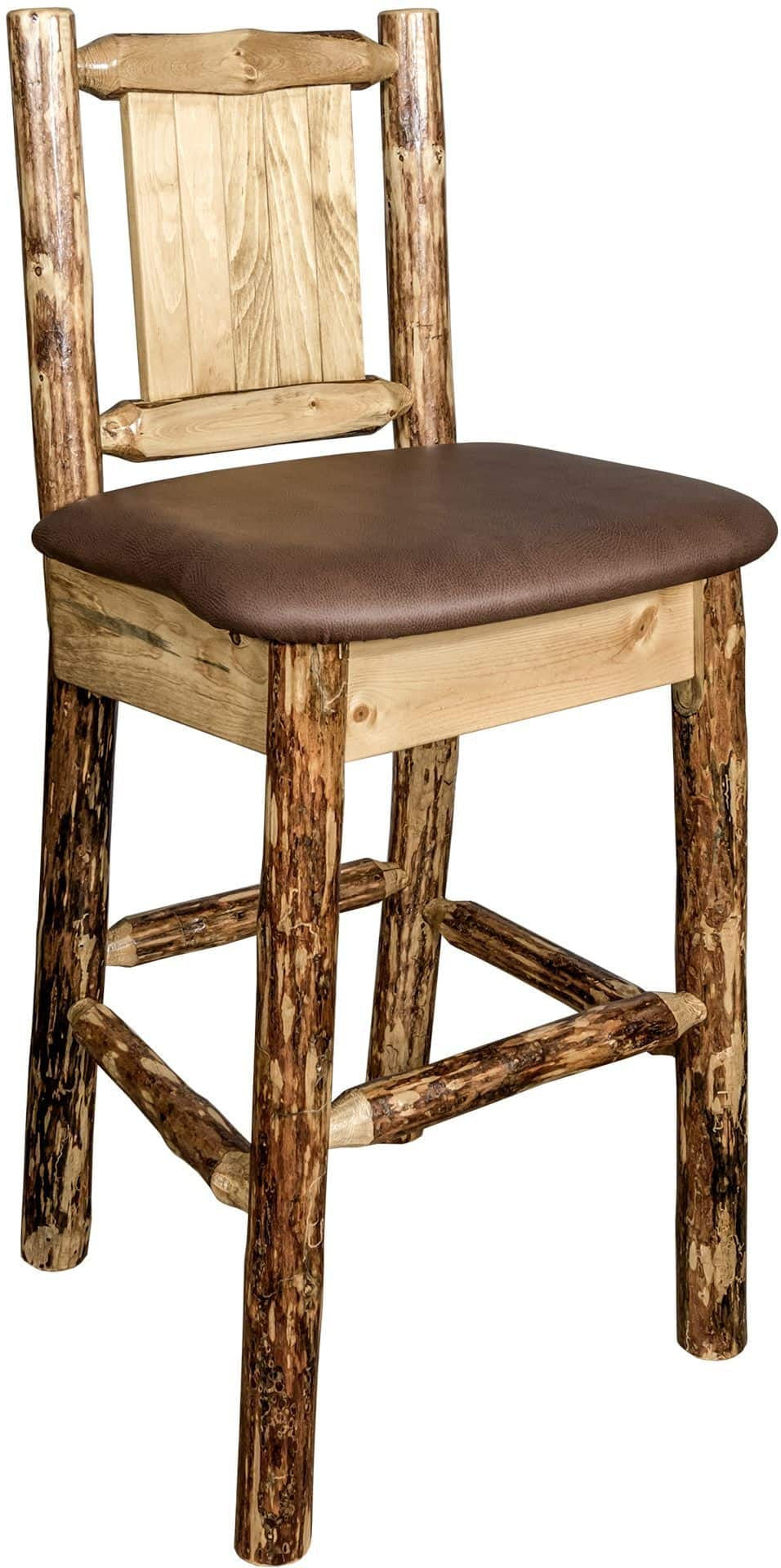 Montana Woodworks Glacier Country Kollektion Counter Height Barstool Sattelpolsterung mit Lasergravur Design