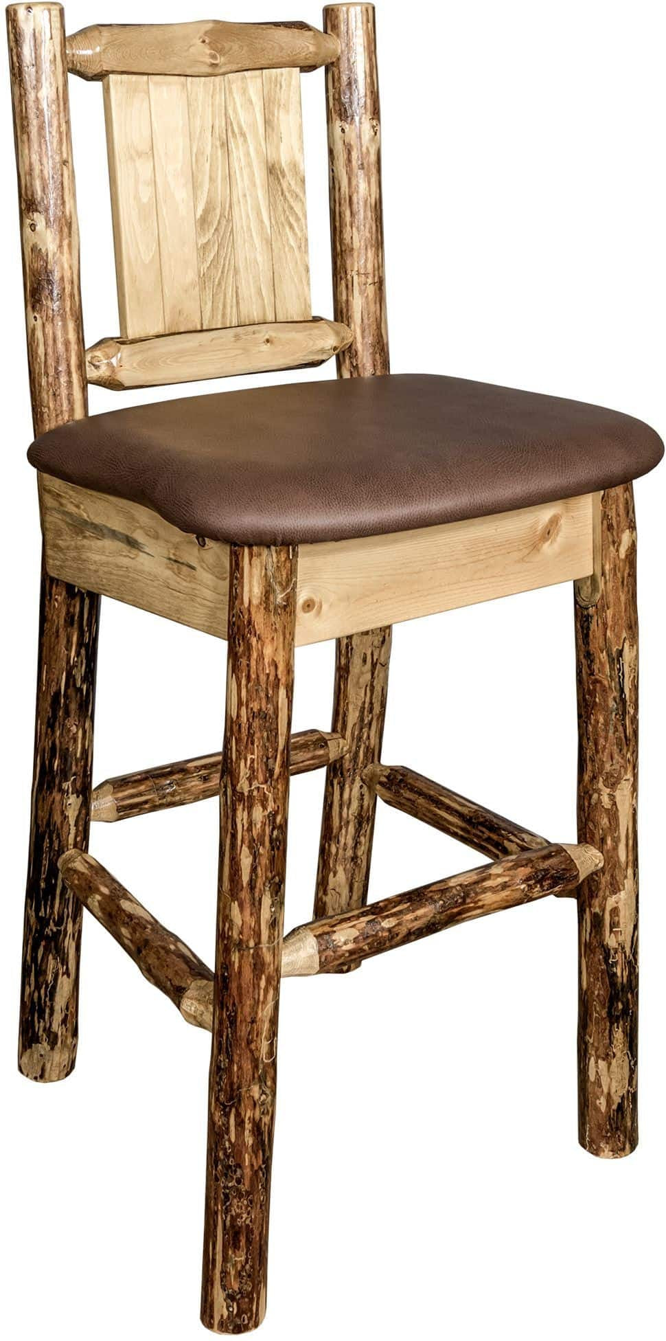 Montana Woodworks Glacier Country Kollektion Counter Height Barstool Sattelpolsterung mit Lasergravur Design