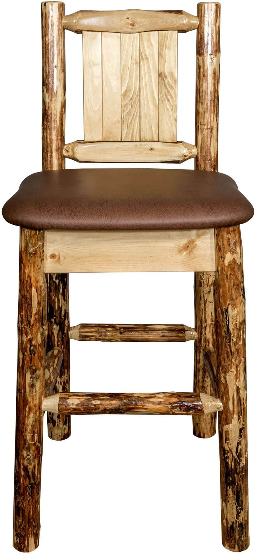 Montana Woodworks Glacier Country Kollektion Counter Height Barstool Sattelpolsterung mit Lasergravur Design