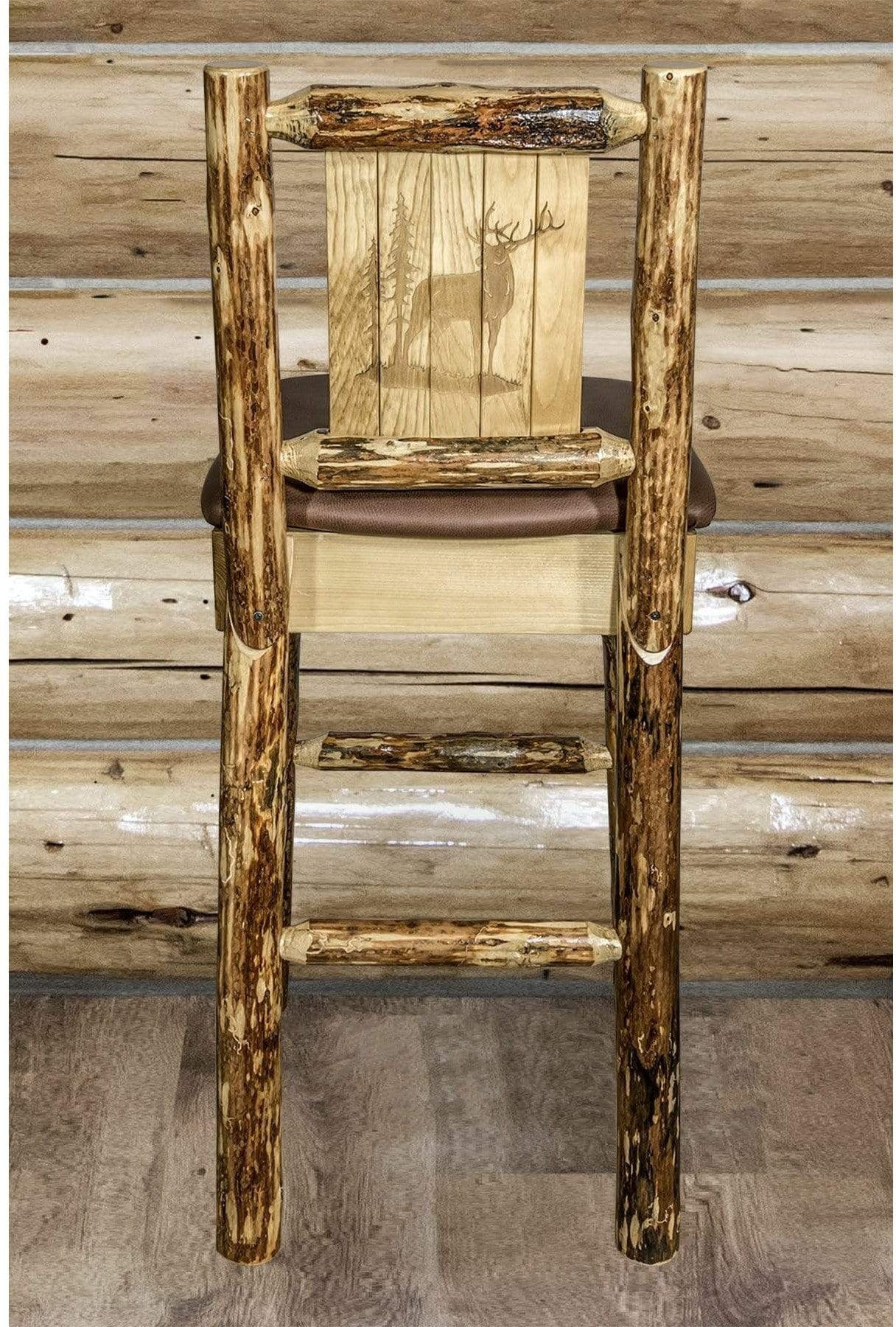 Montana Woodworks Glacier Country Kollektion Counter Height Barstool Sattelpolsterung mit Lasergravur Design