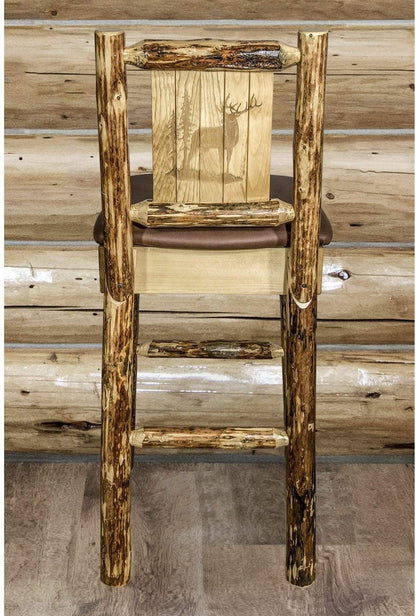 Montana Woodworks Glacier Country Kollektion Counter Height Barstool Sattelpolsterung mit Lasergravur Design