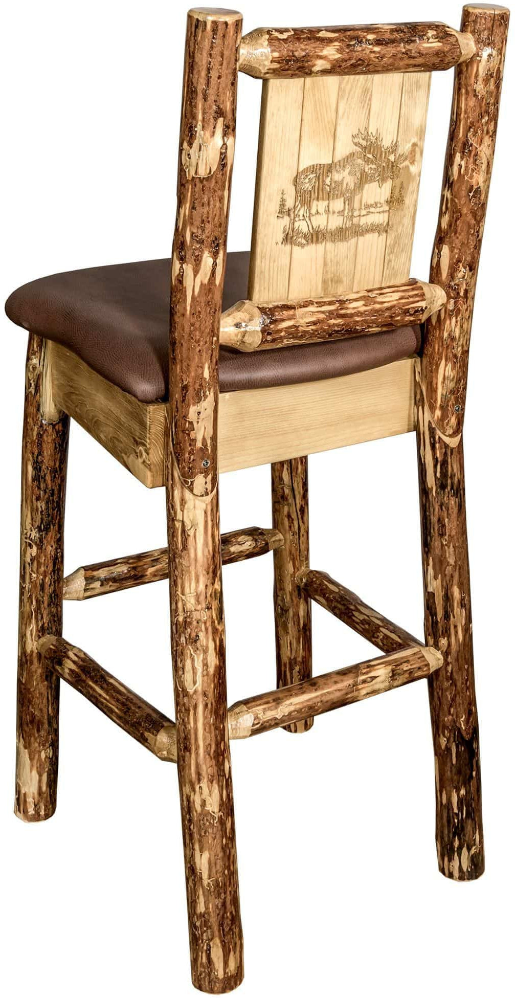 Montana Woodworks Glacier Country Kollektion Counter Height Barstool Sattelpolsterung mit Lasergravur Design