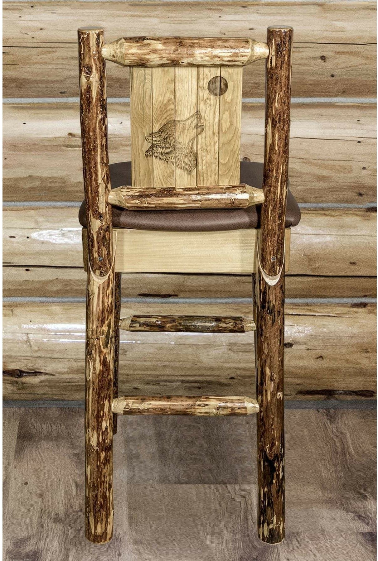 Montana Woodworks Glacier Country Kollektion Counter Height Barstool Sattelpolsterung mit Lasergravur Design