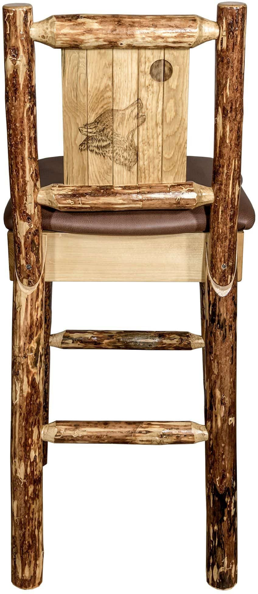 Montana Woodworks Glacier Country Kollektion Counter Height Barstool Sattelpolsterung mit Lasergravur Design