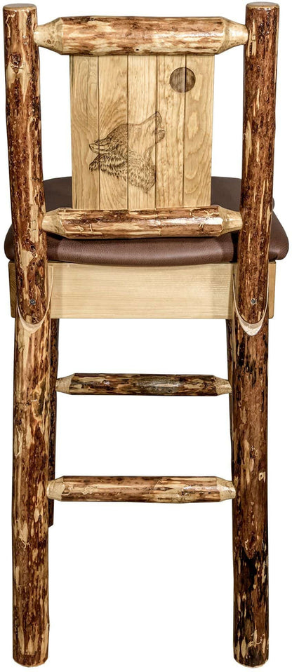 Montana Woodworks Glacier Country Kollektion Counter Height Barstool Sattelpolsterung mit Lasergravur Design