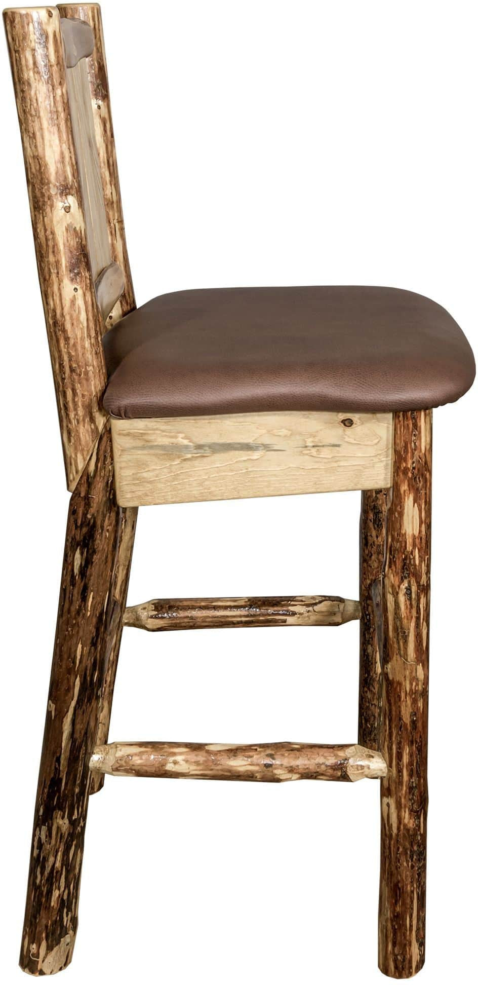 Montana Woodworks Glacier Country Kollektion Counter Height Barstool Sattelpolsterung mit Lasergravur Design
