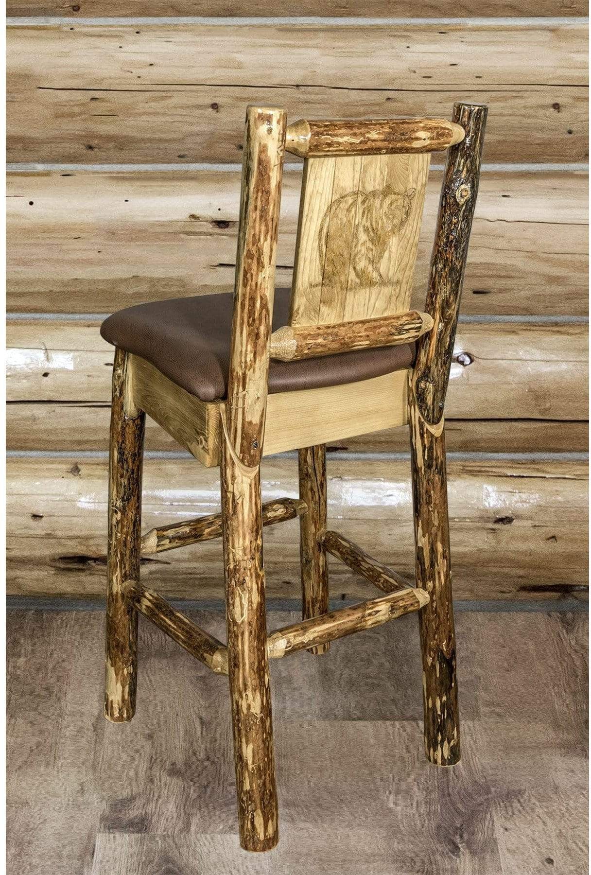 Montana Woodworks Glacier Country Kollektion Counter Height Barstool Sattelpolsterung mit Lasergravur Design