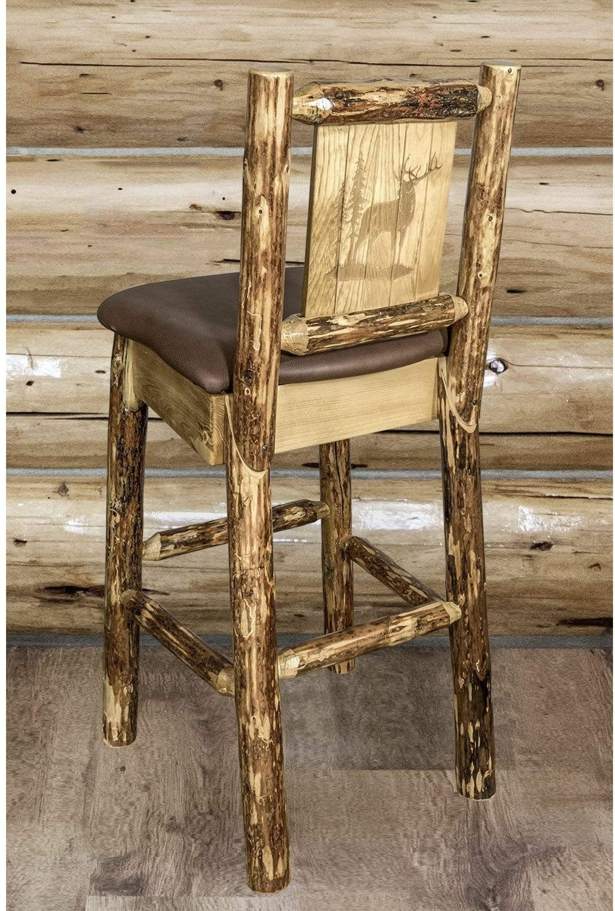 Montana Woodworks Glacier Country Kollektion Counter Height Barstool Sattelpolsterung mit Lasergravur Design