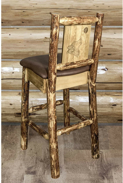Montana Woodworks Glacier Country Kollektion Counter Height Barstool Sattelpolsterung mit Lasergravur Design