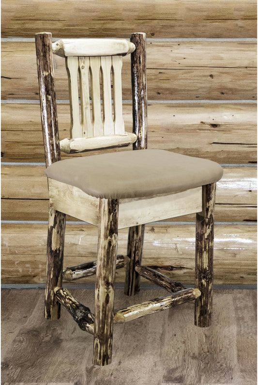 Montana Woodworks Glacier Country Kollektion Counter Height Barshocker mit Rücken - Buckskin Polsterung