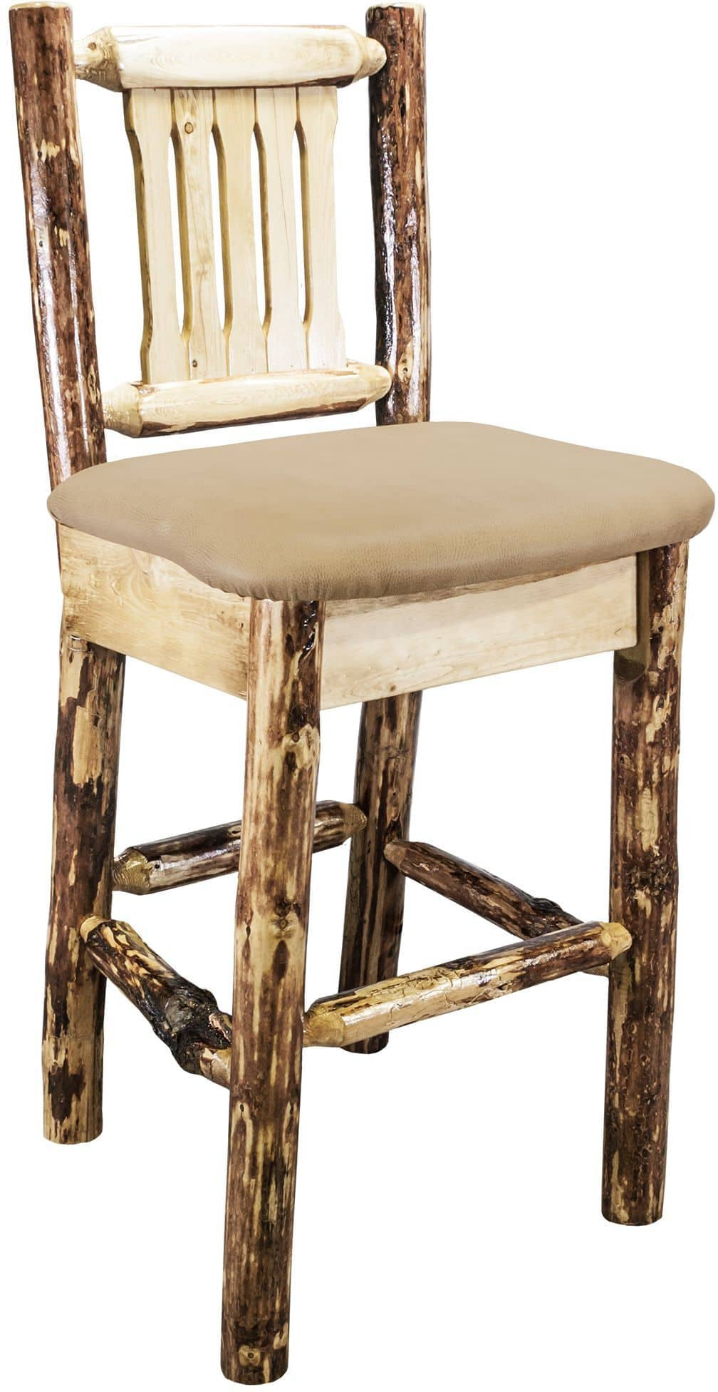 Montana Woodworks Glacier Country Kollektion Counter Height Barshocker mit Rücken - Buckskin Polsterung