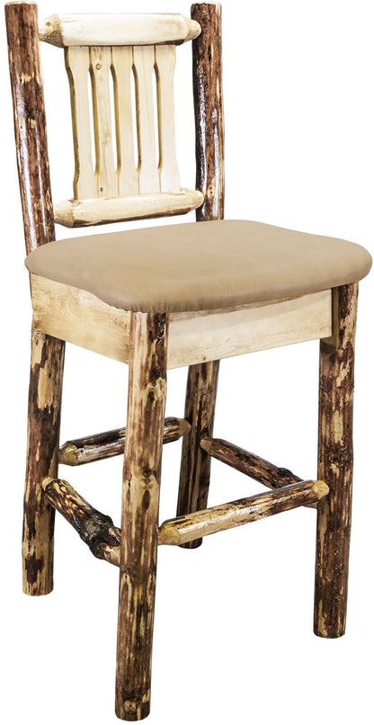 Montana Woodworks Glacier Country Kollektion Counter Height Barshocker mit Rücken - Buckskin Polsterung