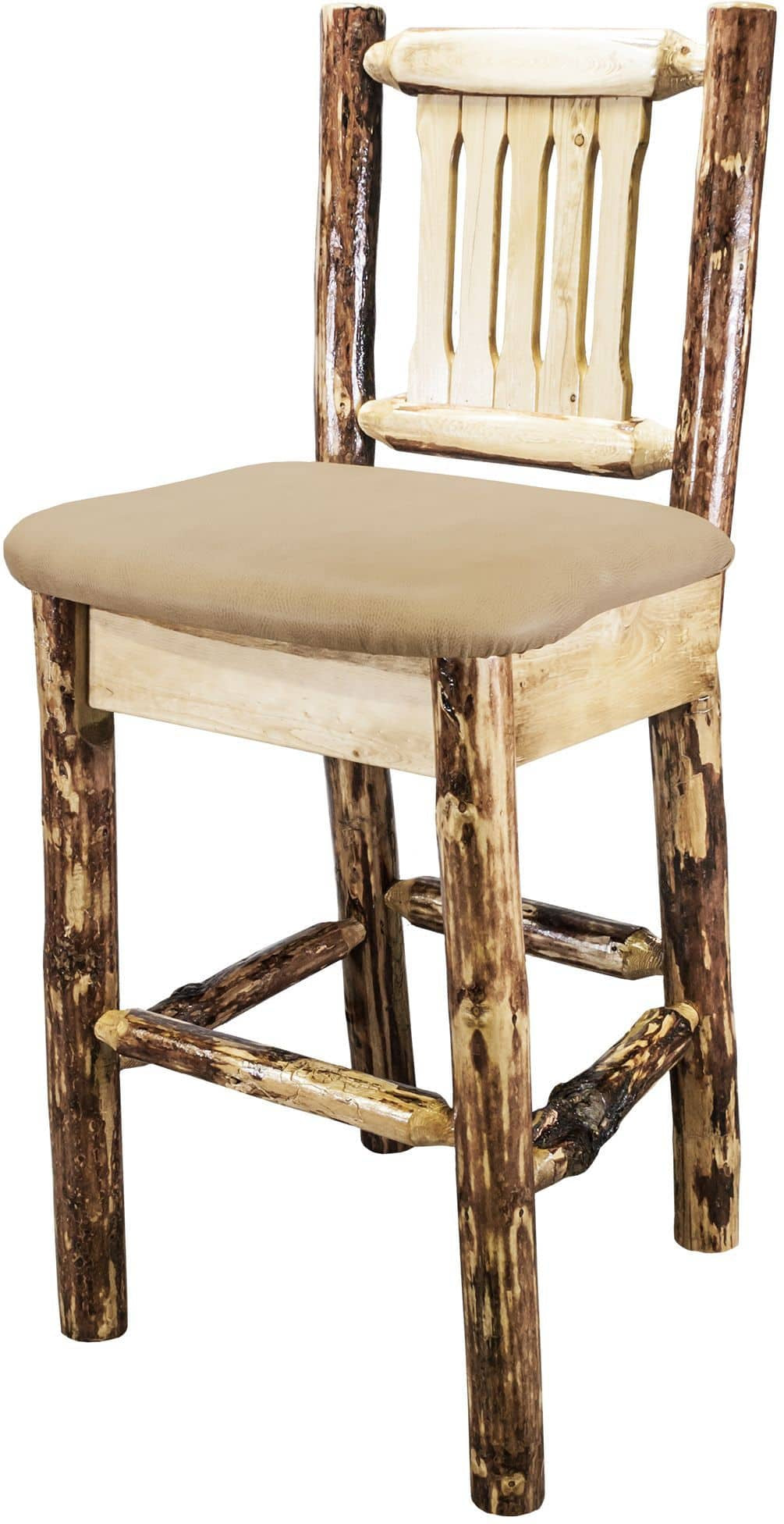 Montana Woodworks Glacier Country Kollektion Counter Height Barshocker mit Rücken - Buckskin Polsterung