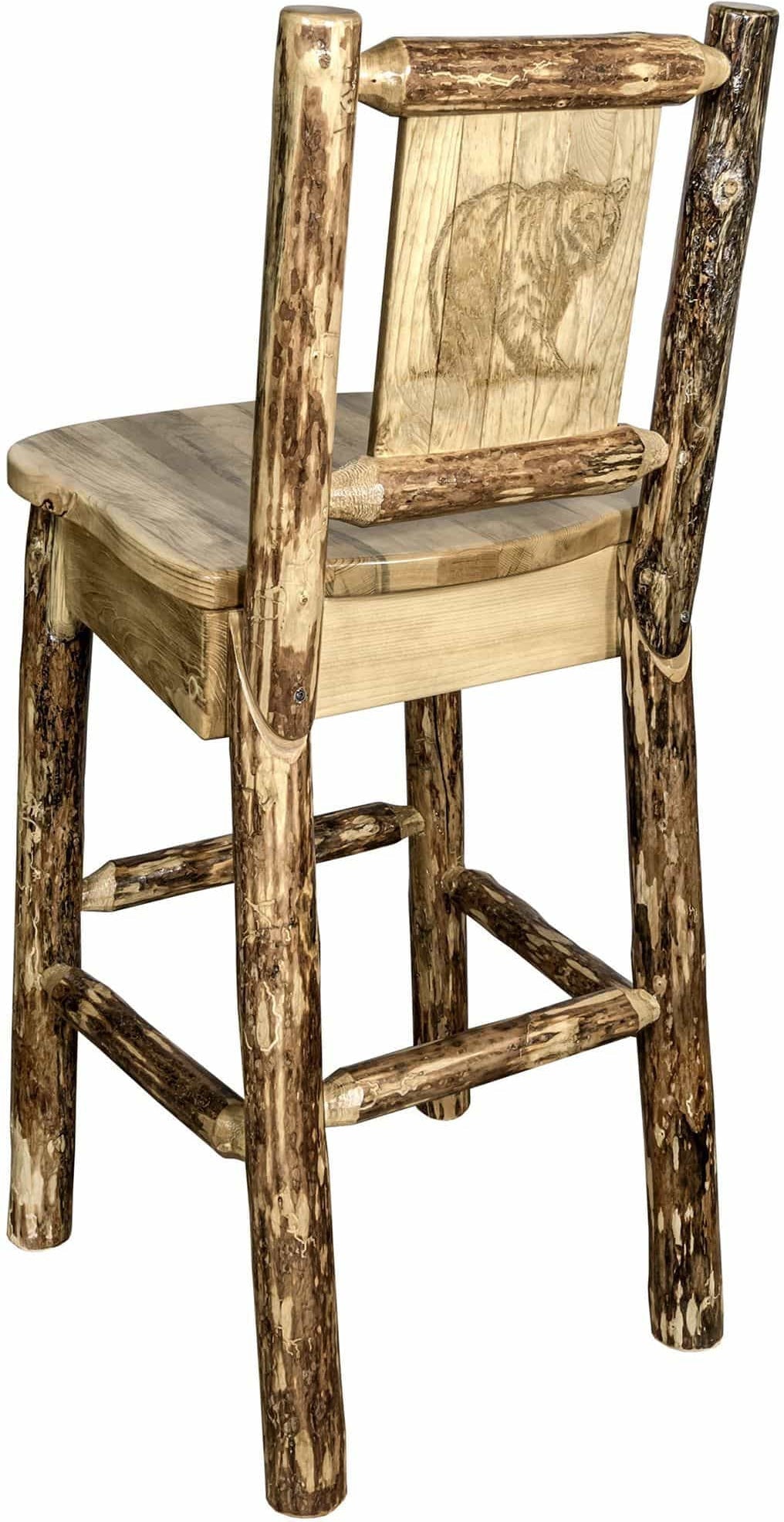 Montana Woodworks Glacier Country Kollektion Counter Height Barshocker mit Rücken - Laser Gravur Design