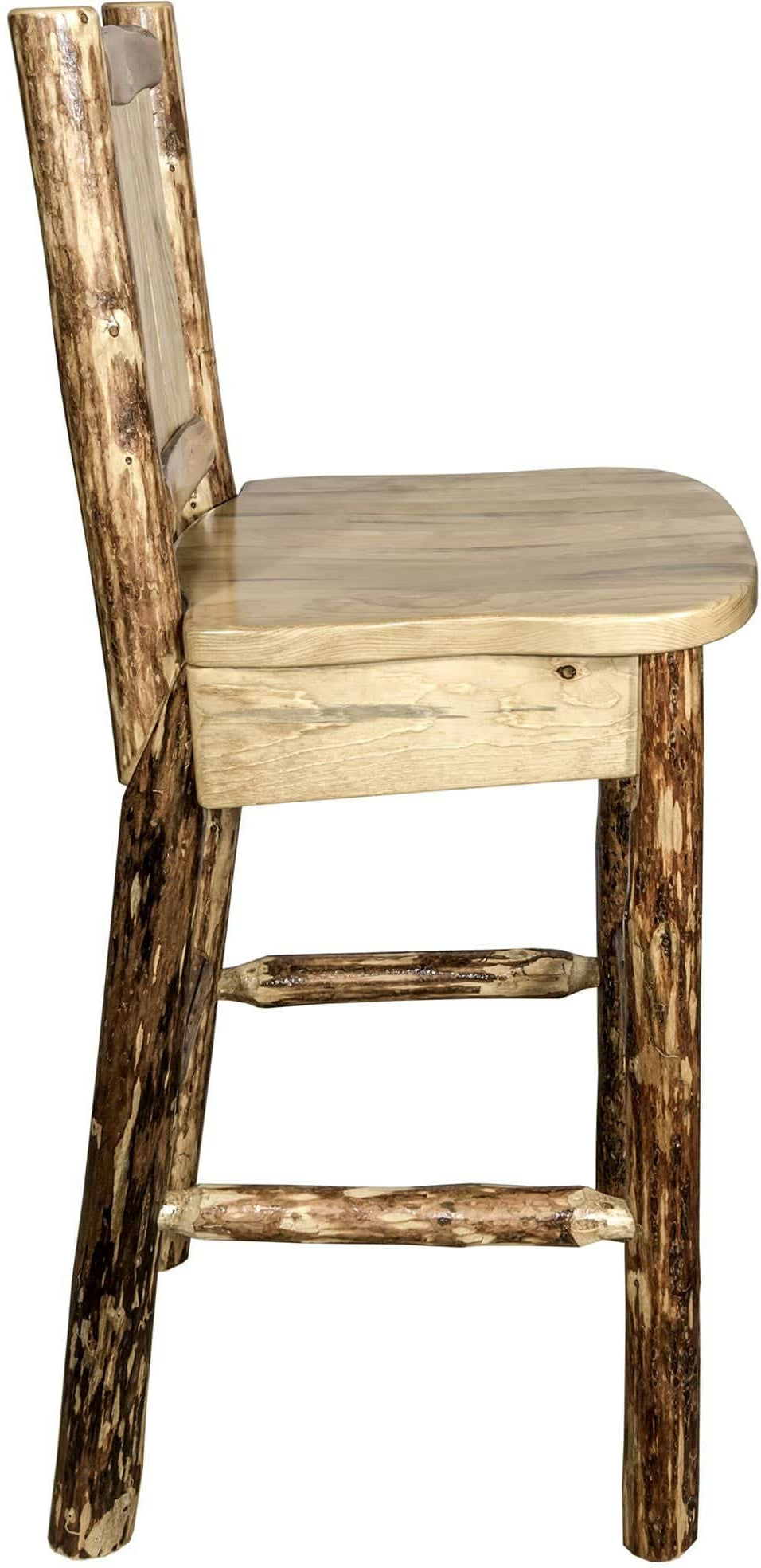 Montana Woodworks Glacier Country Kollektion Counter Height Barshocker mit Rücken - Laser Gravur Design