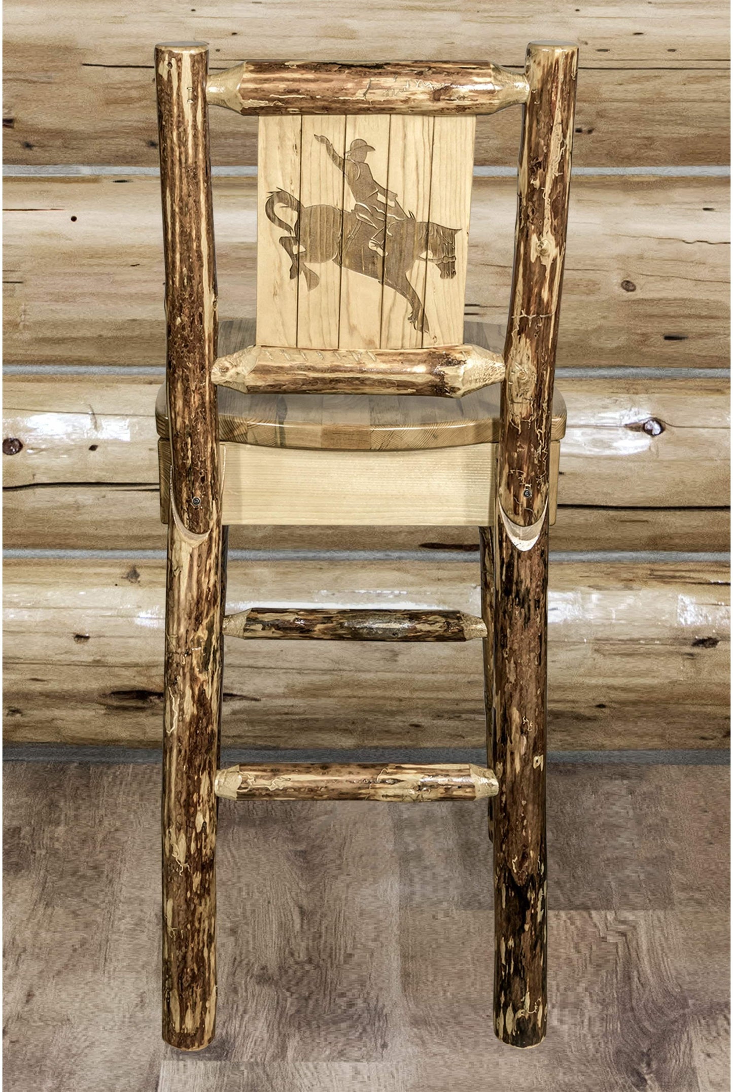 Montana Woodworks Glacier Country Kollektion Counter Height Barshocker mit Rücken - Laser Gravur Design