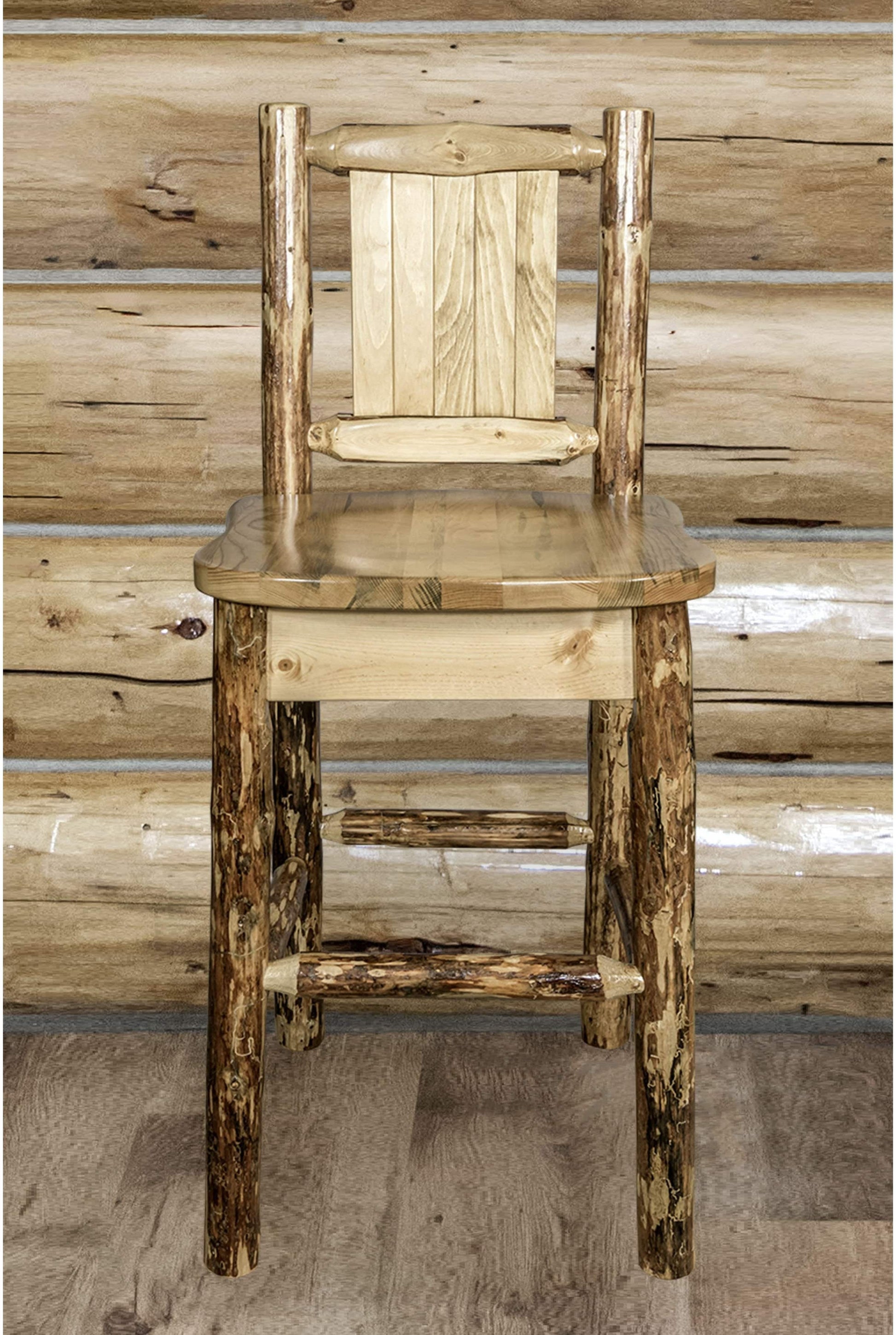 Montana Woodworks Glacier Country Kollektion Counter Height Barshocker mit Rücken - Laser Gravur Design