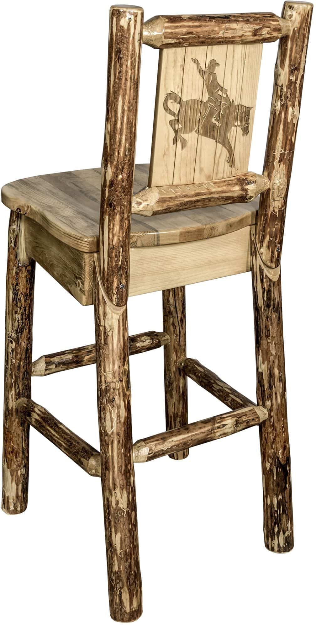 Montana Woodworks Glacier Country Kollektion Counter Height Barshocker mit Rücken - Laser Gravur Design