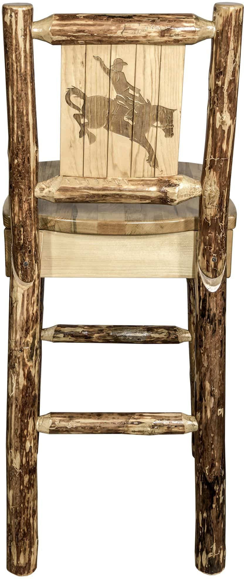 Montana Woodworks Glacier Country Kollektion Counter Height Barshocker mit Rücken - Laser Gravur Design