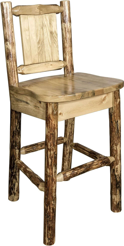 Montana Woodworks Glacier Country Kollektion Counter Height Barshocker mit Rücken - Laser Gravur Design