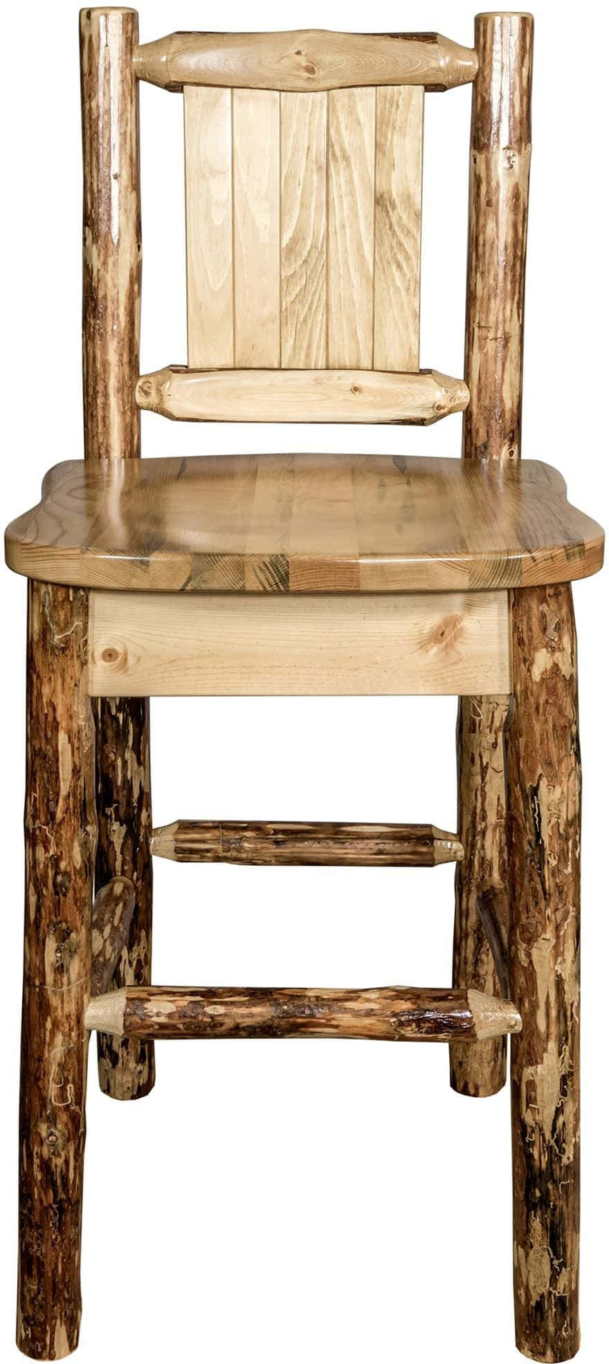 Montana Woodworks Glacier Country Kollektion Counter Height Barshocker mit Rücken - Laser Gravur Design