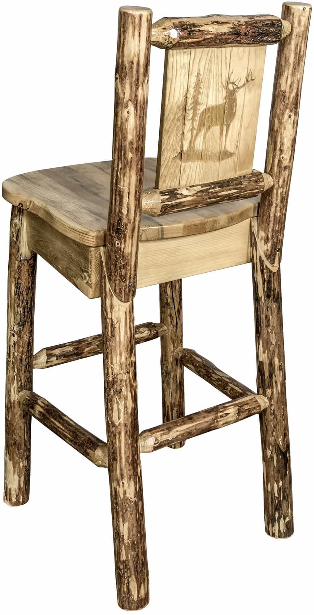 Montana Woodworks Glacier Country Kollektion Counter Height Barshocker mit Rücken - Laser Gravur Design