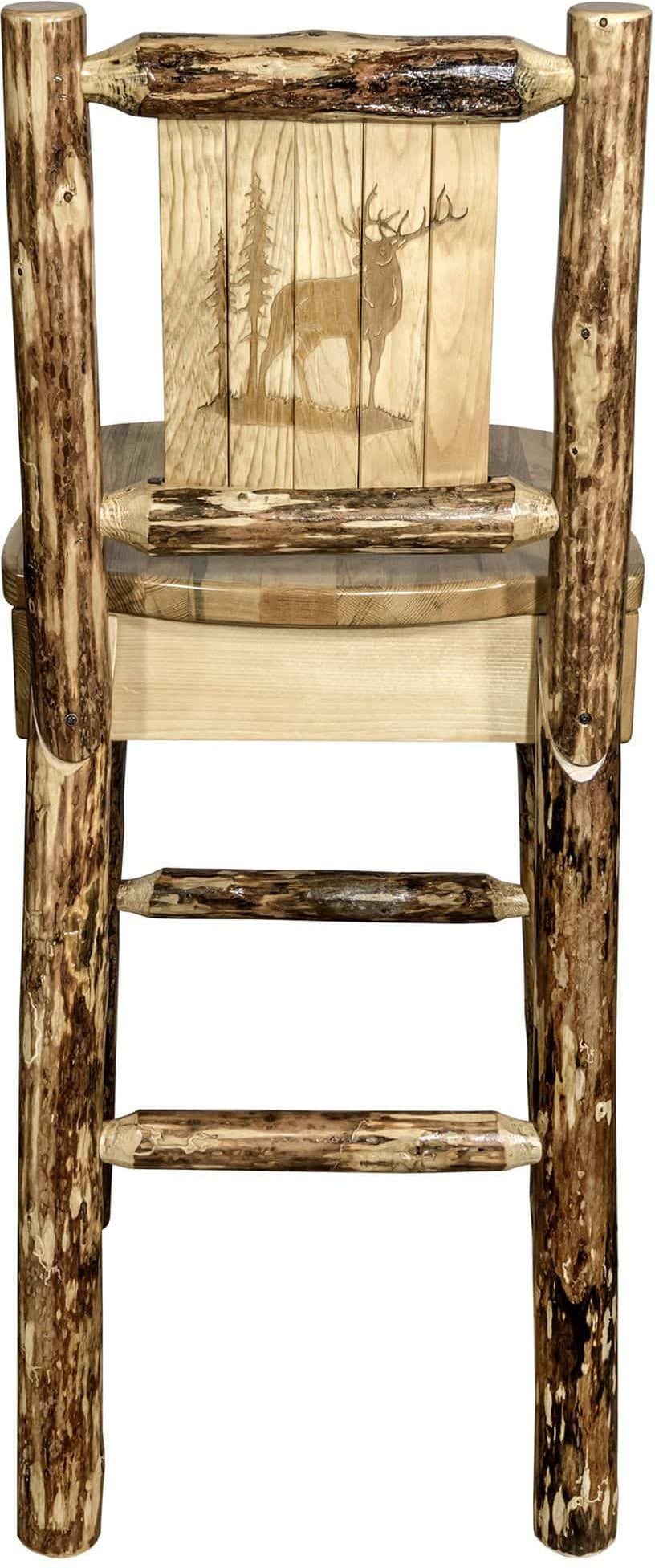 Montana Woodworks Glacier Country Kollektion Counter Height Barshocker mit Rücken - Laser Gravur Design