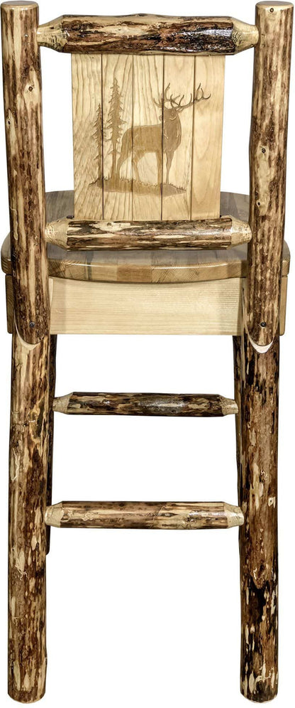 Montana Woodworks Glacier Country Kollektion Counter Height Barshocker mit Rücken - Laser Gravur Design