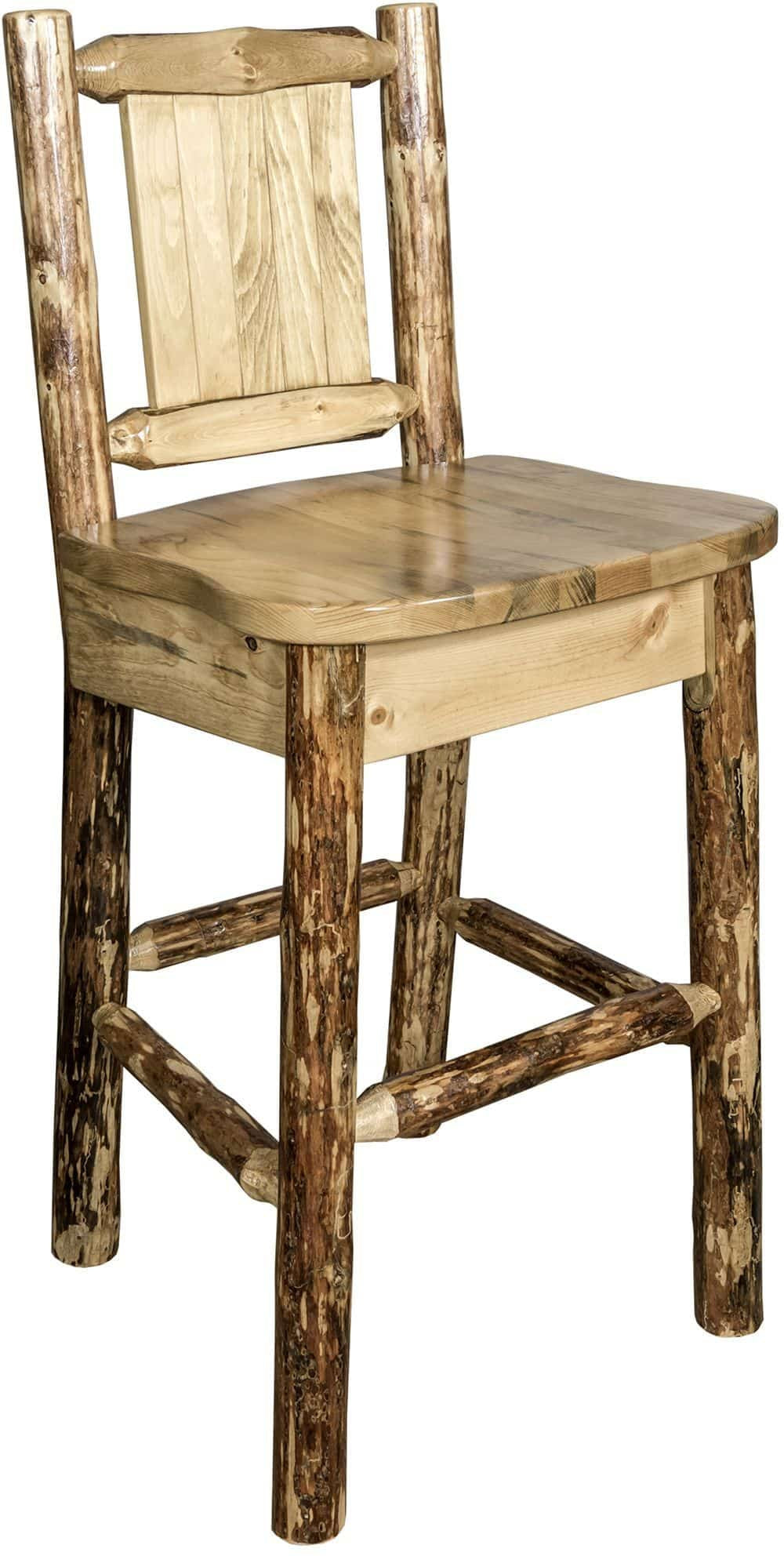 Montana Woodworks Glacier Country Kollektion Counter Height Barshocker mit Rücken - Laser Gravur Design
