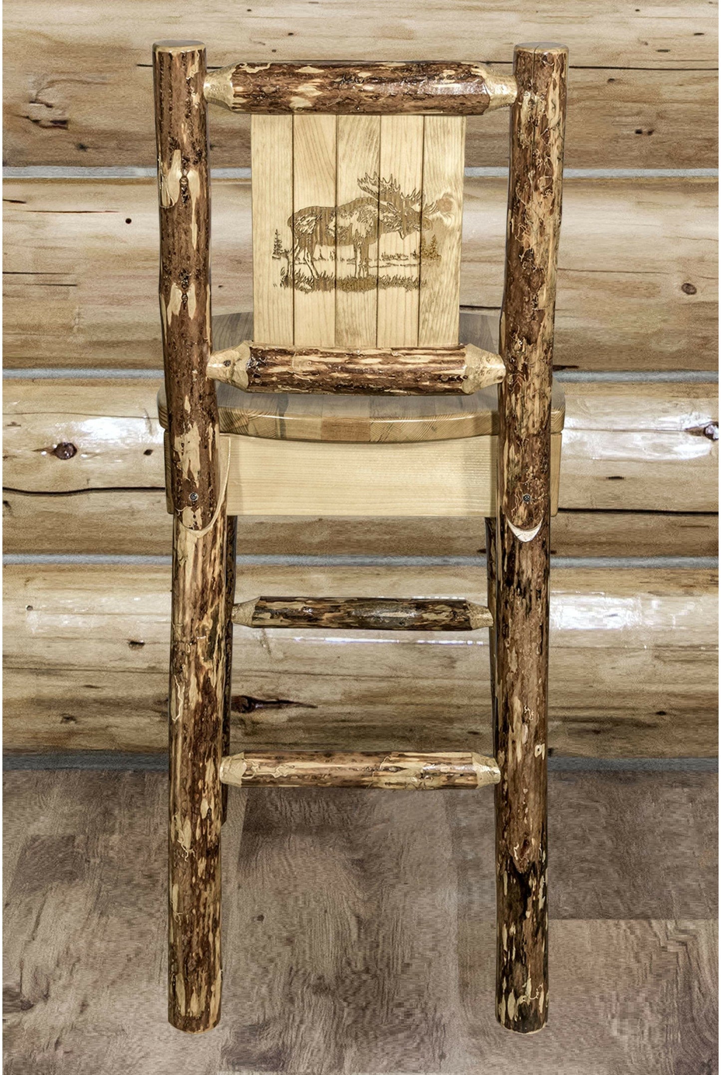 Montana Woodworks Glacier Country Kollektion Counter Height Barshocker mit Rücken - Laser Gravur Design