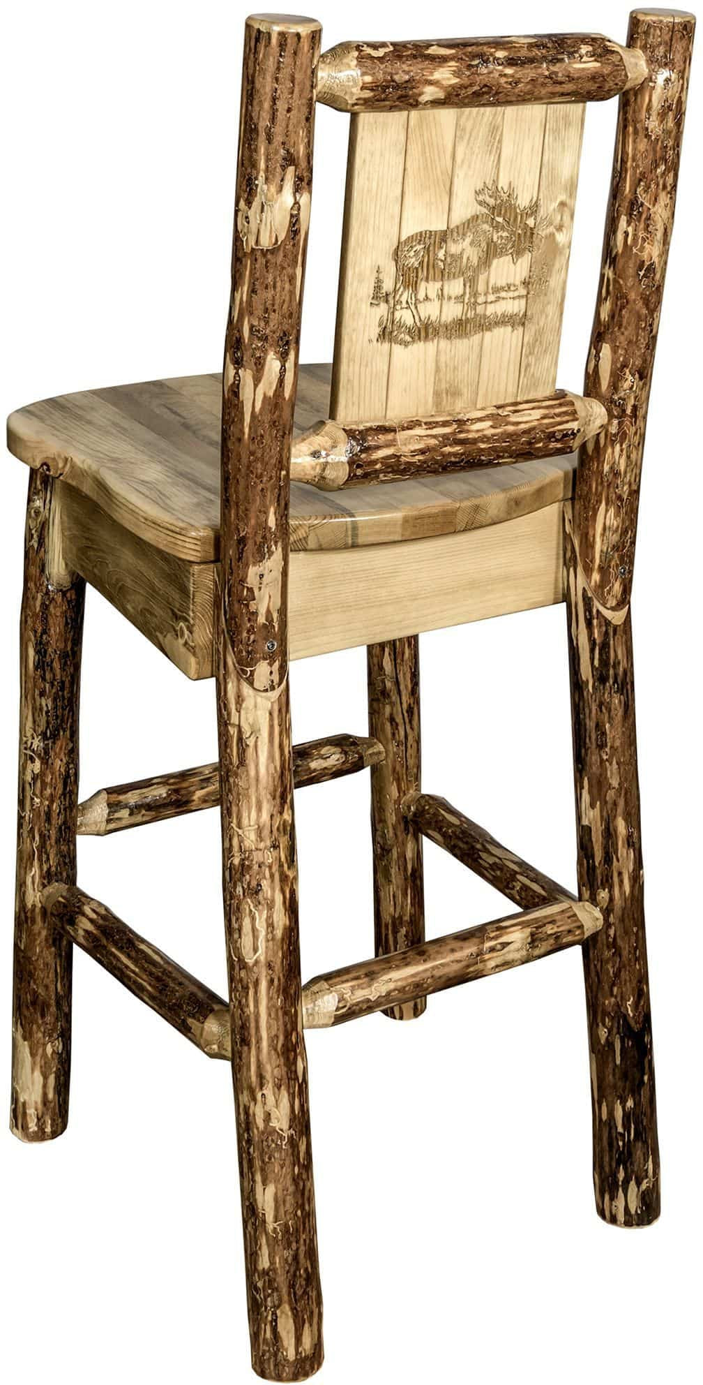 Montana Woodworks Glacier Country Kollektion Counter Height Barshocker mit Rücken - Laser Gravur Design