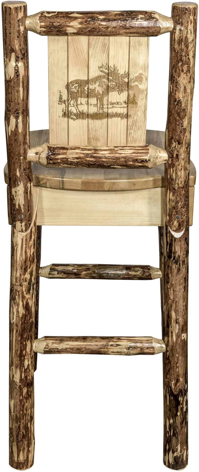 Montana Woodworks Glacier Country Kollektion Counter Height Barshocker mit Rücken - Laser Gravur Design
