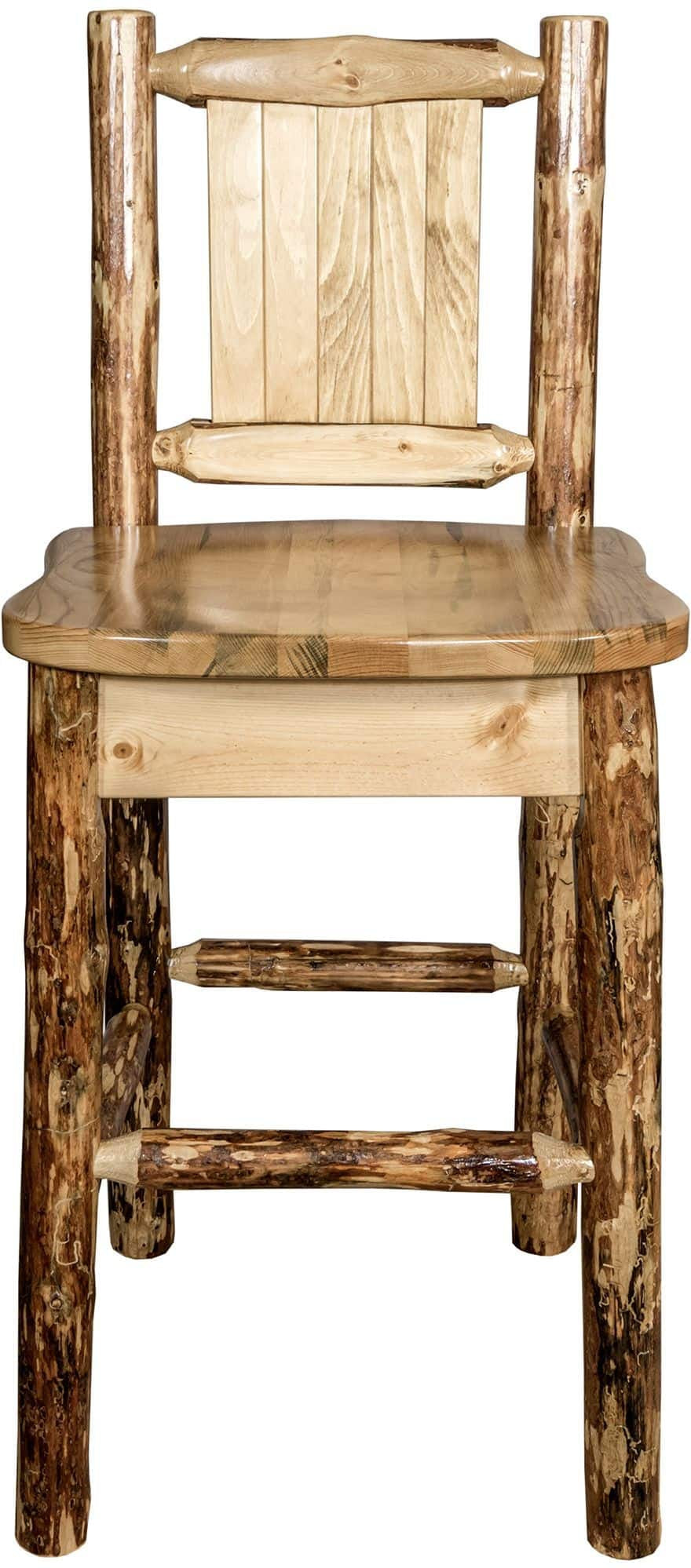 Montana Woodworks Glacier Country Kollektion Counter Height Barshocker mit Rücken - Laser Gravur Design