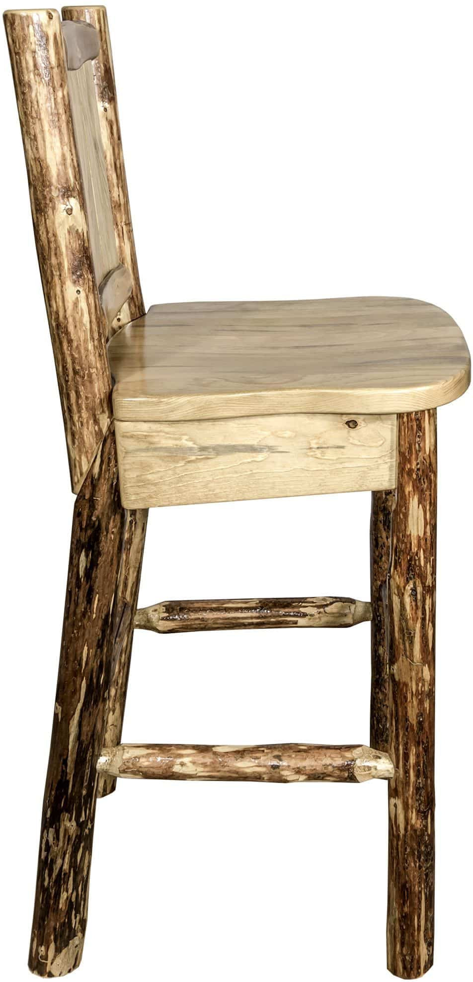 Montana Woodworks Glacier Country Kollektion Counter Height Barshocker mit Rücken - Laser Gravur Design